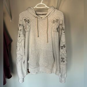AMPERSAND AVE Gray Hoodie with Floral Accents